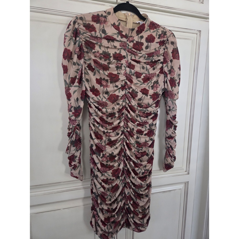 Venus Ruched Bodycon Dress‎ Women's M/L Romantic Sexy Vamp Roses Feminine